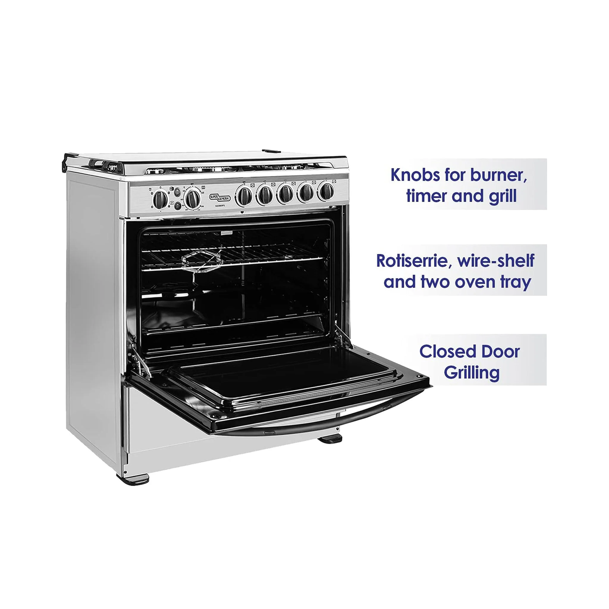 Nikai 90x60cm 5 Burner Freestanding Gas Cooker, U9063FS - Image 4