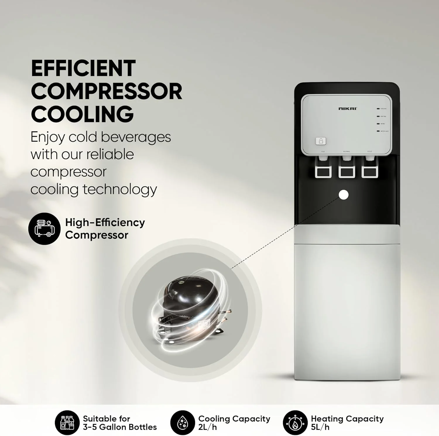 Nikai Bottom Loading Water Dispenser with Pump, NWD2000BL - Image 4