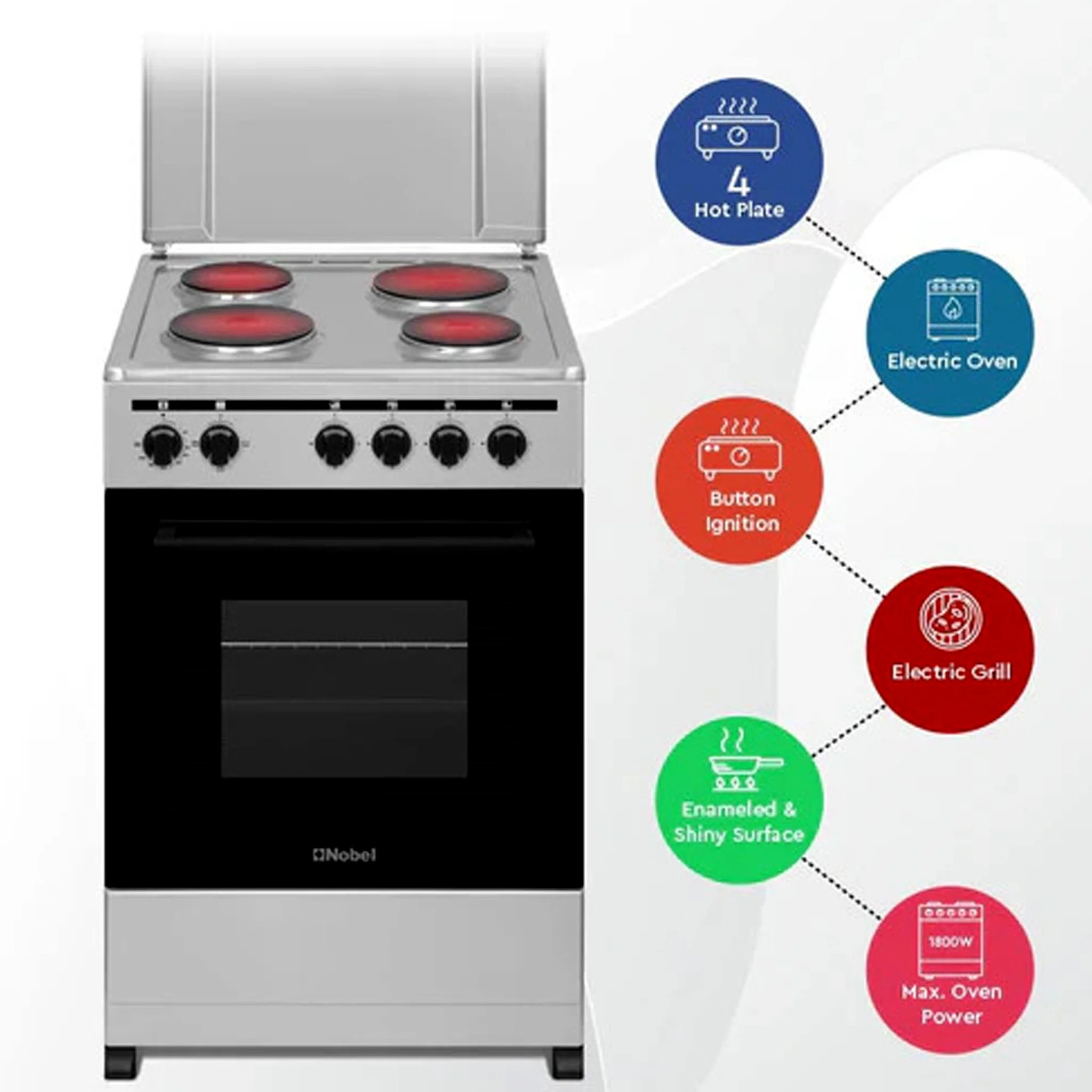 Nobel 50X50 Cm 4 Burner Electric Cooker, NGC5400-S - Image 5