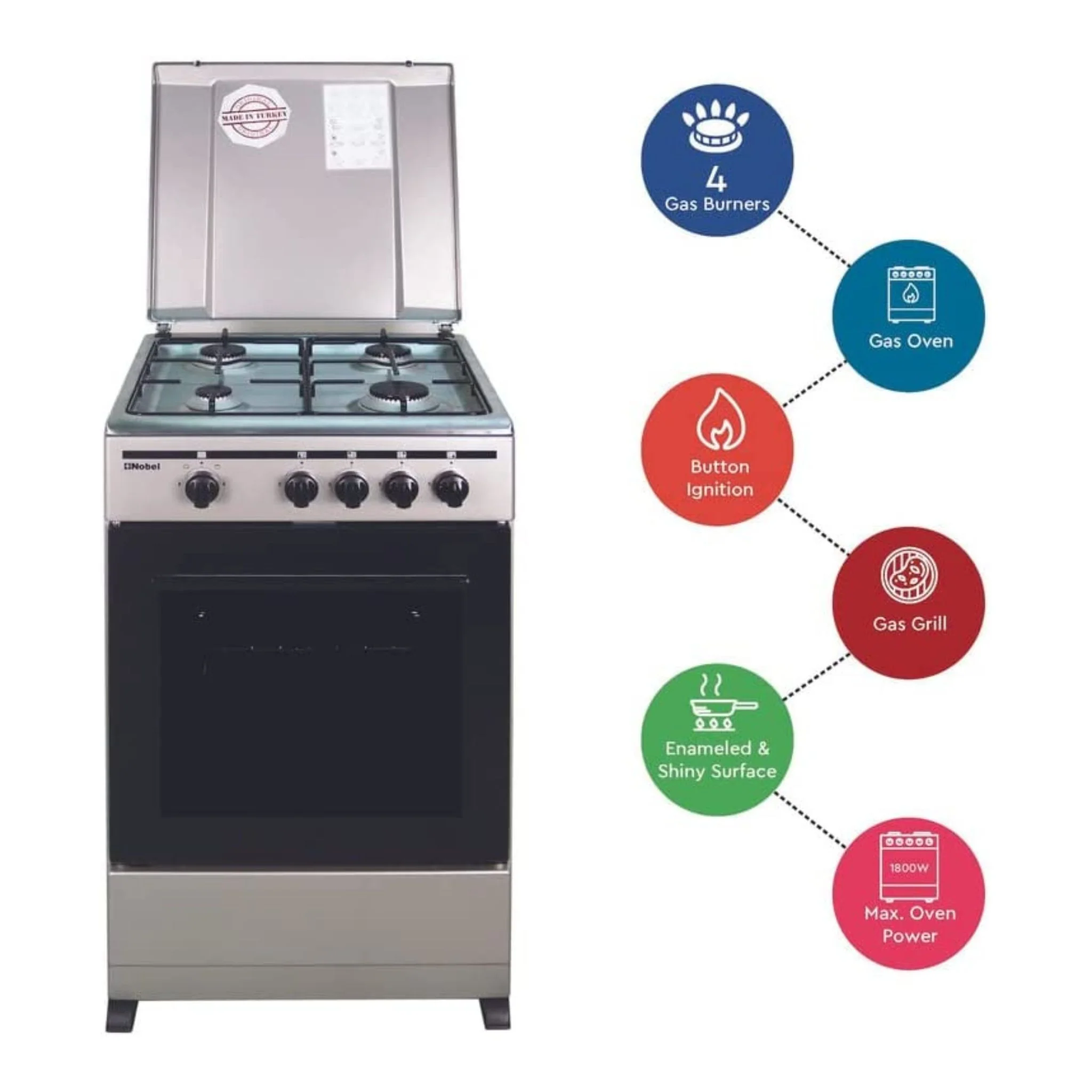 Nobel 50x50 4 Burner Cooking Range, NGC5000S - Image 2