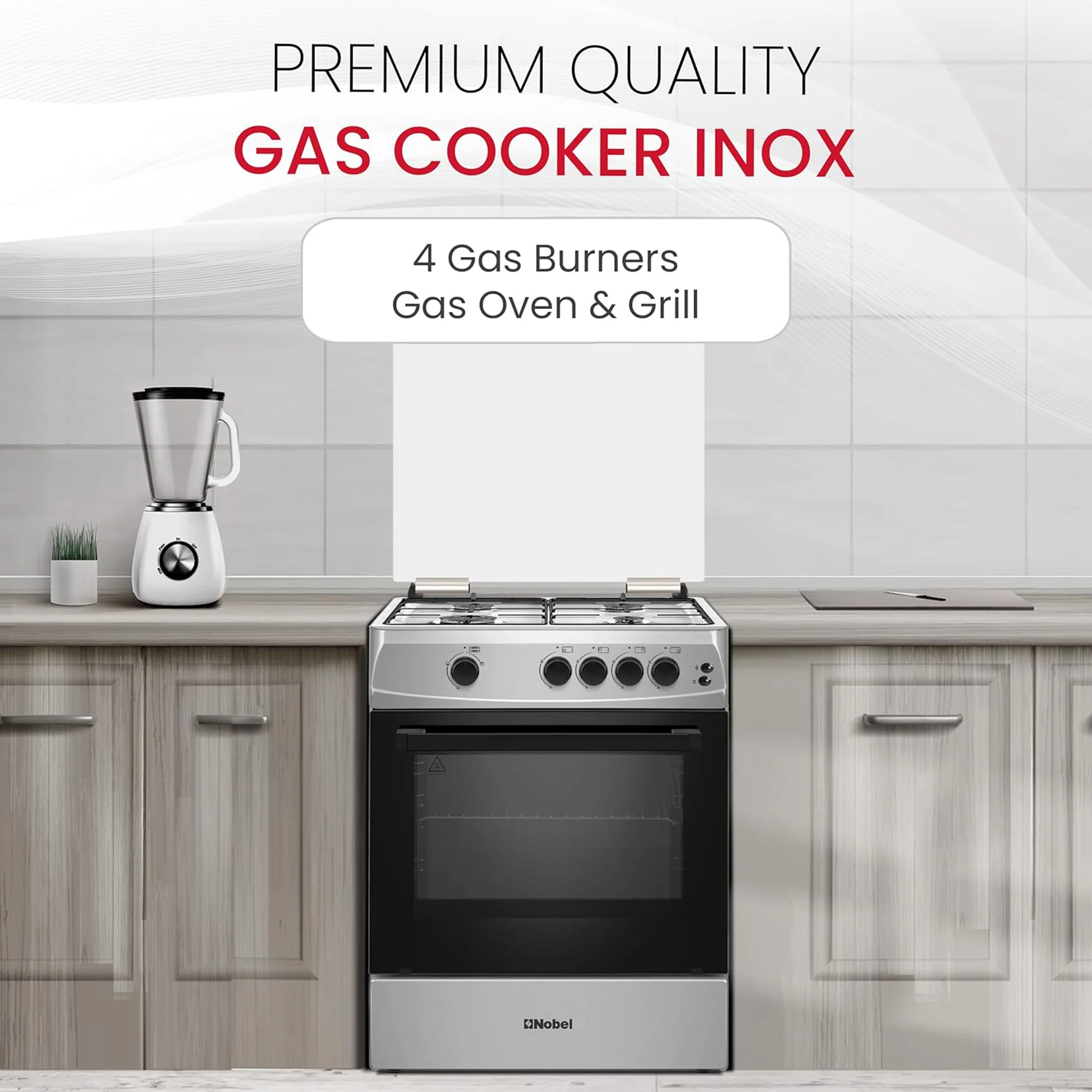 Nobel 60X60Cm 4 Burner Cooking Range, NGC6611 - Image 3