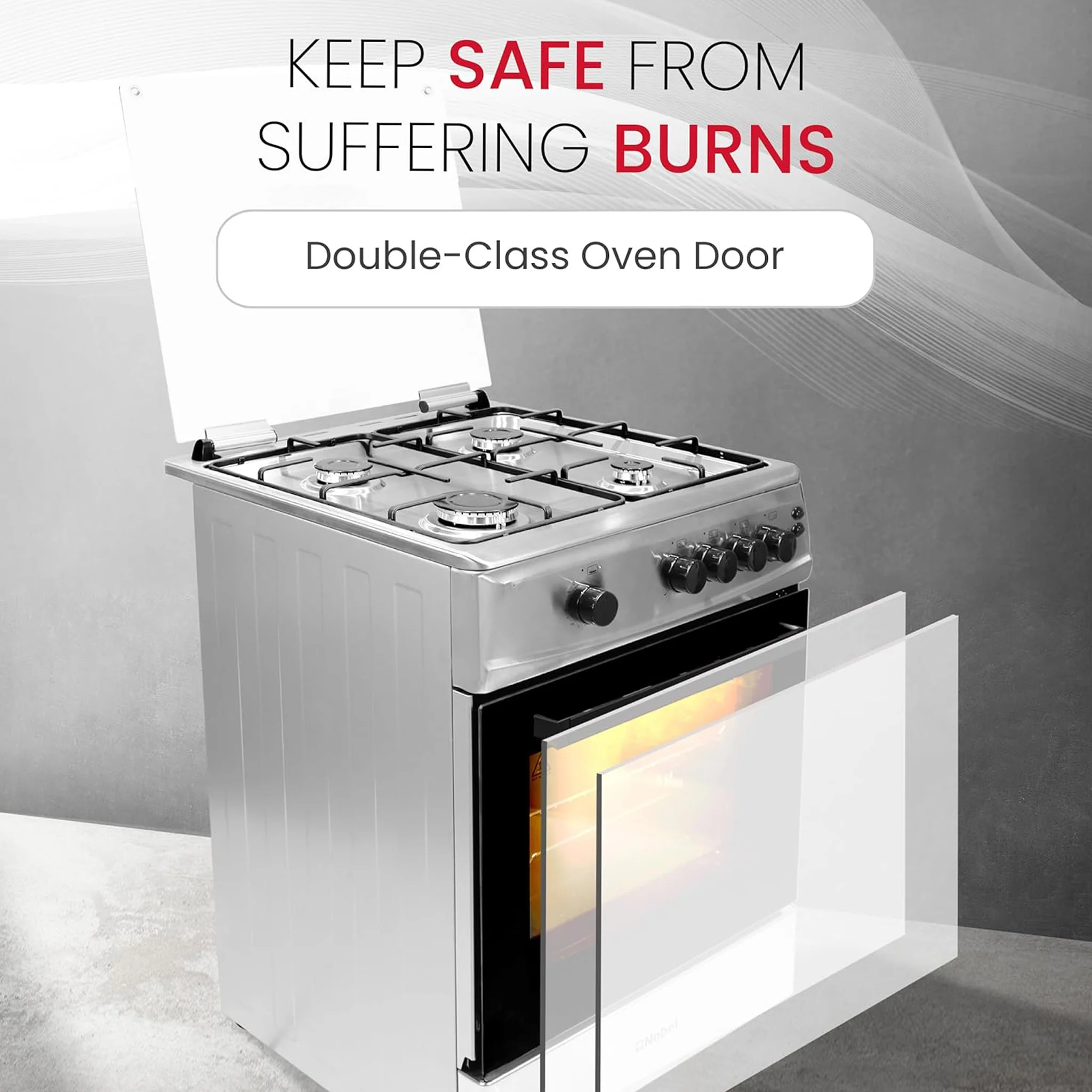 Nobel 60X60Cm 4 Burner Cooking Range, NGC6611 - Image 5