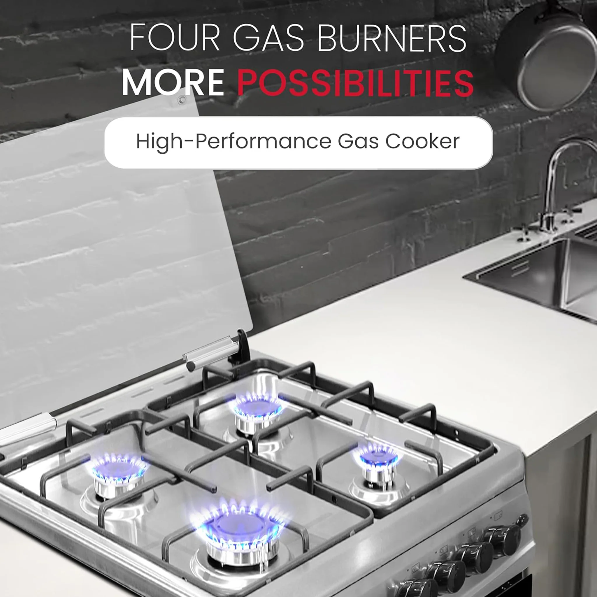 Nobel 60X60Cm 4 Burner Cooking Range, NGC6611 - Image 6