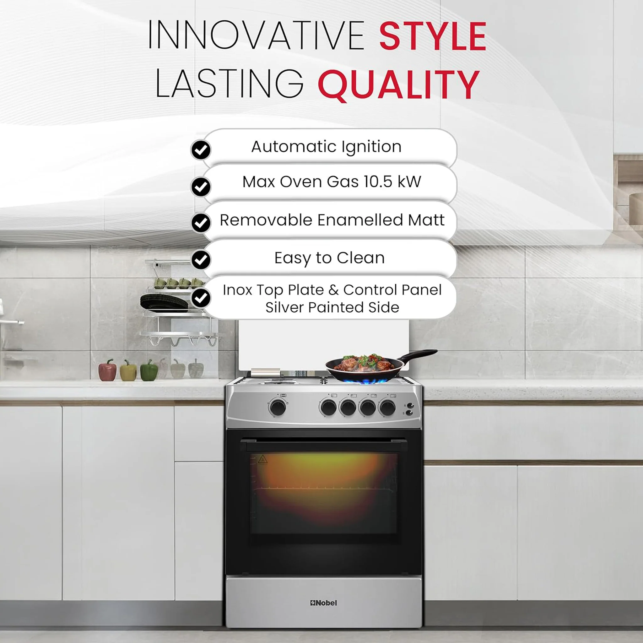 Nobel 60X60Cm 4 Burner Cooking Range, NGC6611 - Image 7