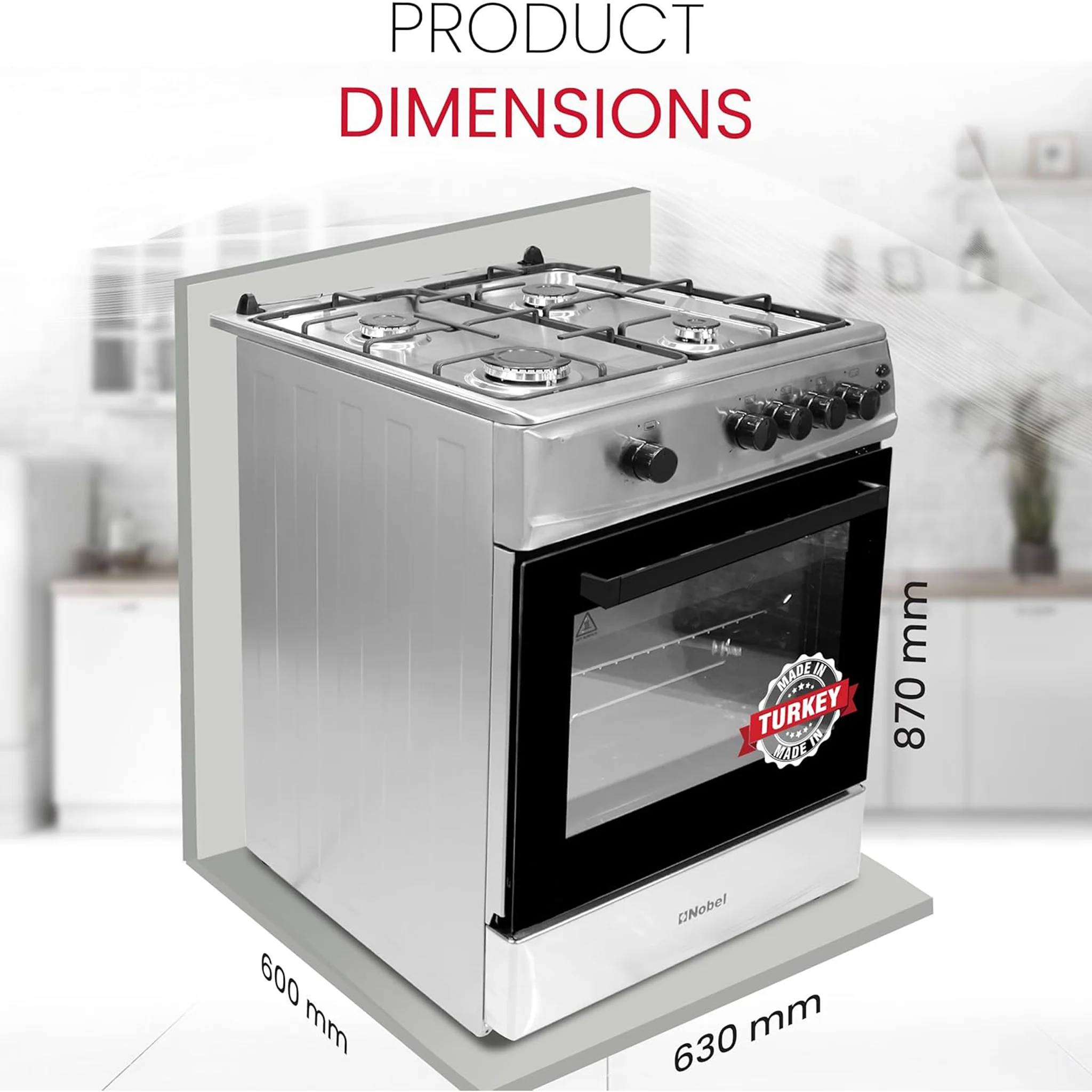 Nobel 60X60Cm 4 Burner Cooking Range, NGC6611 - Image 9