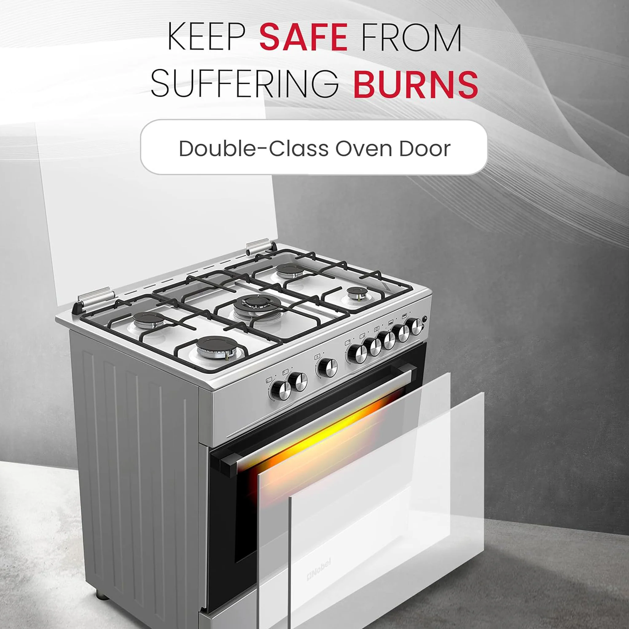 Nobel 90X60 Cm 5 Burner Cooking Range, NGC9699I - Image 6