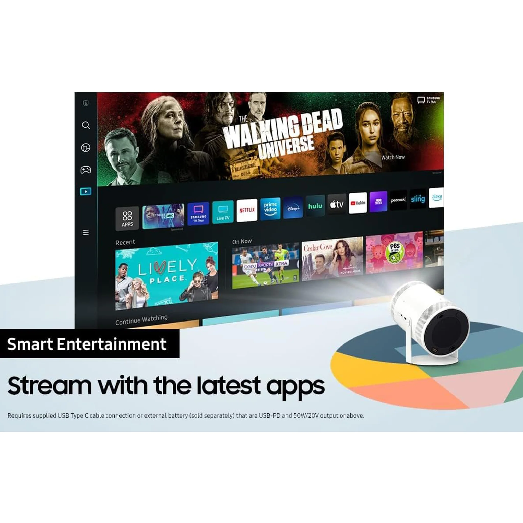 Samsung 30”- 100” The Freestyle FHD HDR Smart Portable Projector, SP-LSP3BLA - Image 7