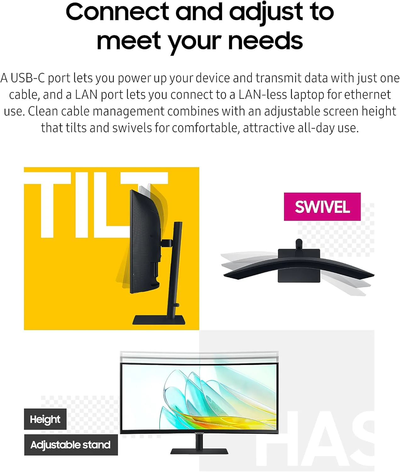 Samsung 34 inch ViewFinity 6 Series Ultrawide QHD Curved Monitor - 100Hz, S34C650UAM - Image 8