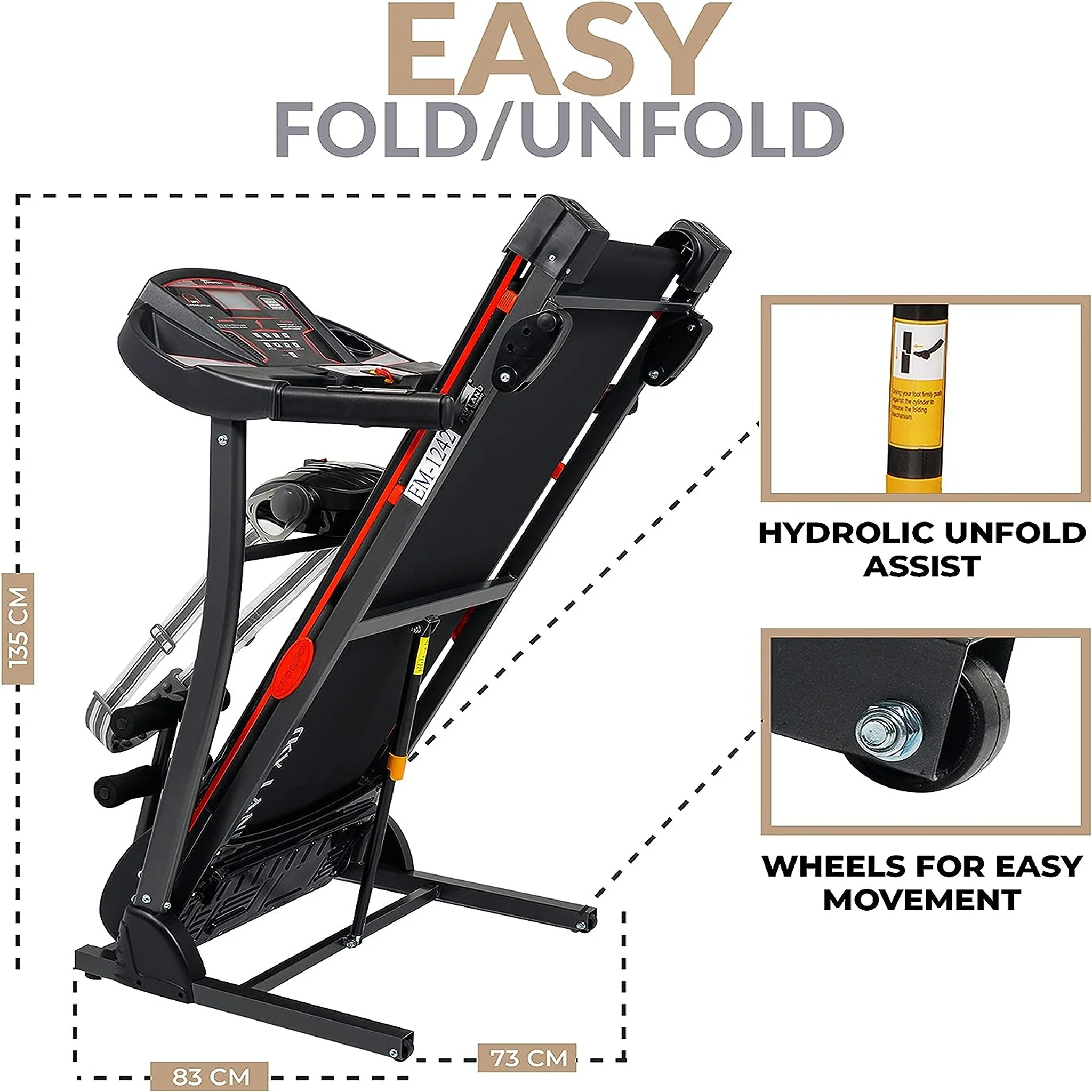 SKY LAND 4 In 1-Massager Foldable Motorized Treadmill, EM-1242 - Image 4