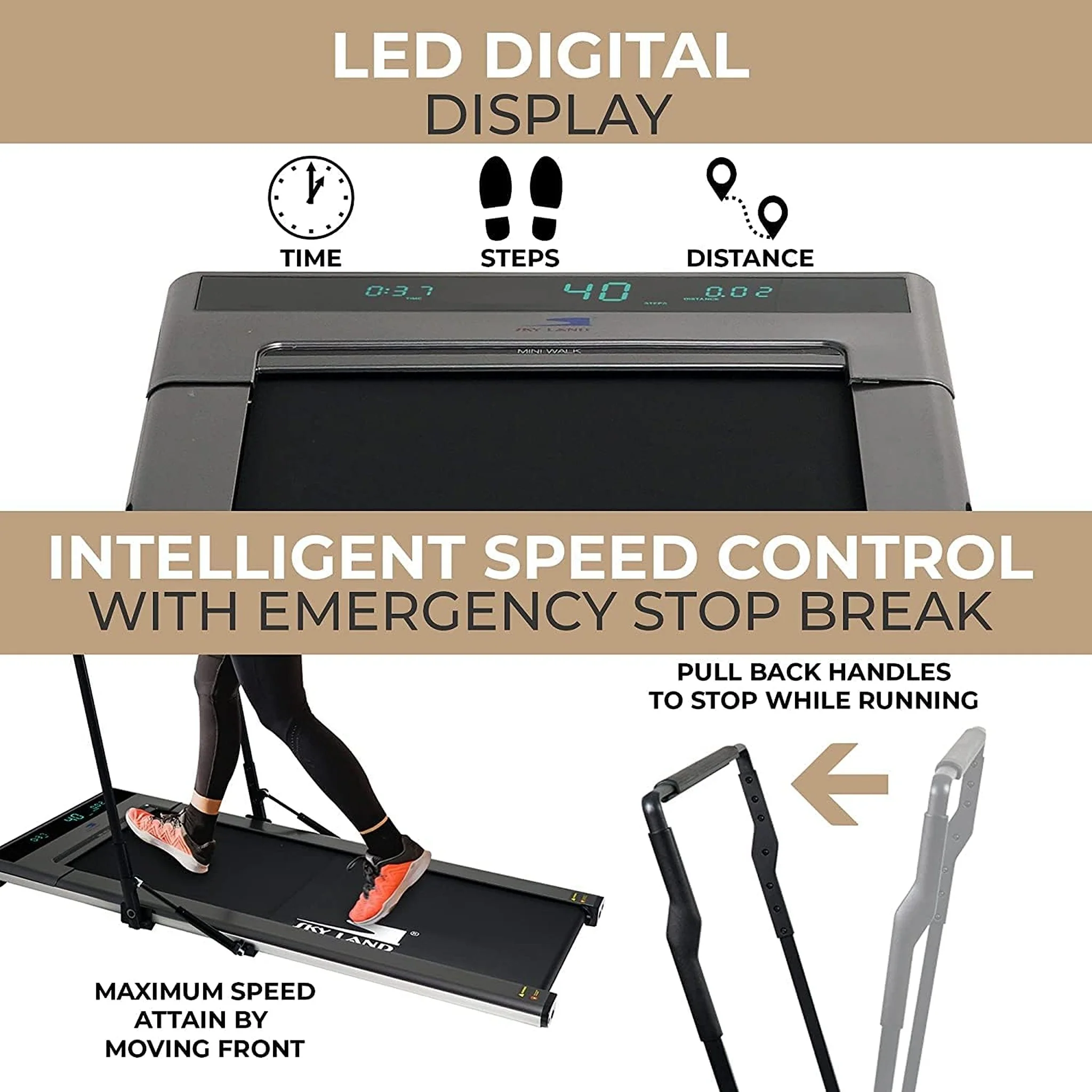 Sky Land Mini Walker Treadmill with Hydraulic Handle, EM-1200S-G - Image 5