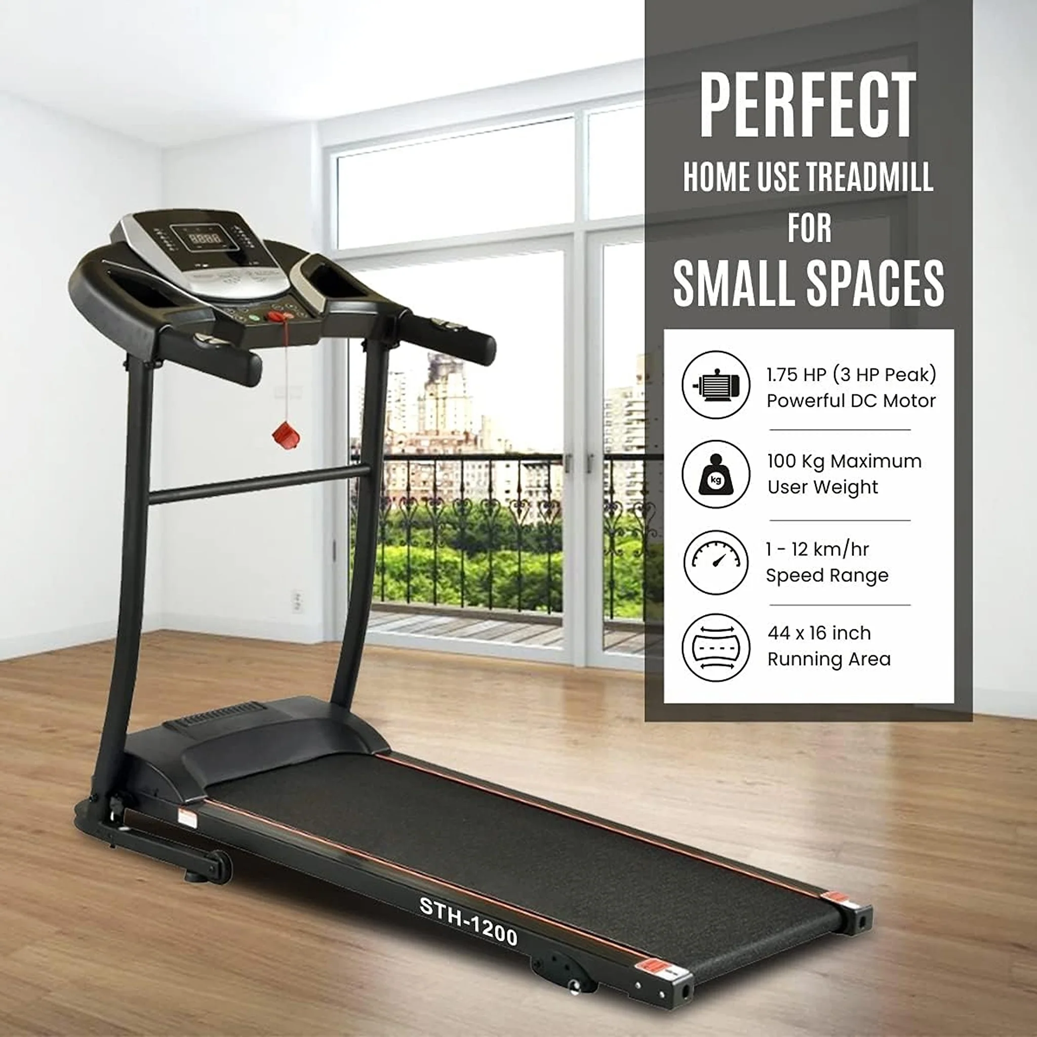 Sparnod Fitness 3HP Automatic Motorised Treadmill, STH-1200 - Image 3