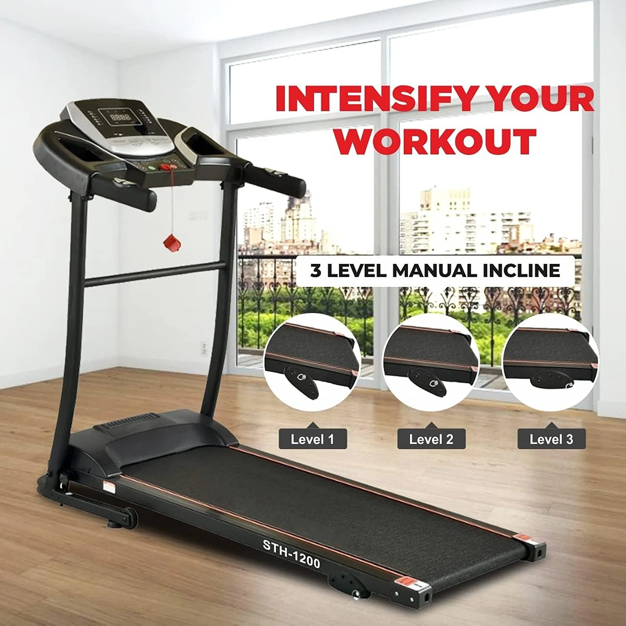 Sparnod Fitness 3HP Automatic Motorised Treadmill, STH-1200 - Image 7