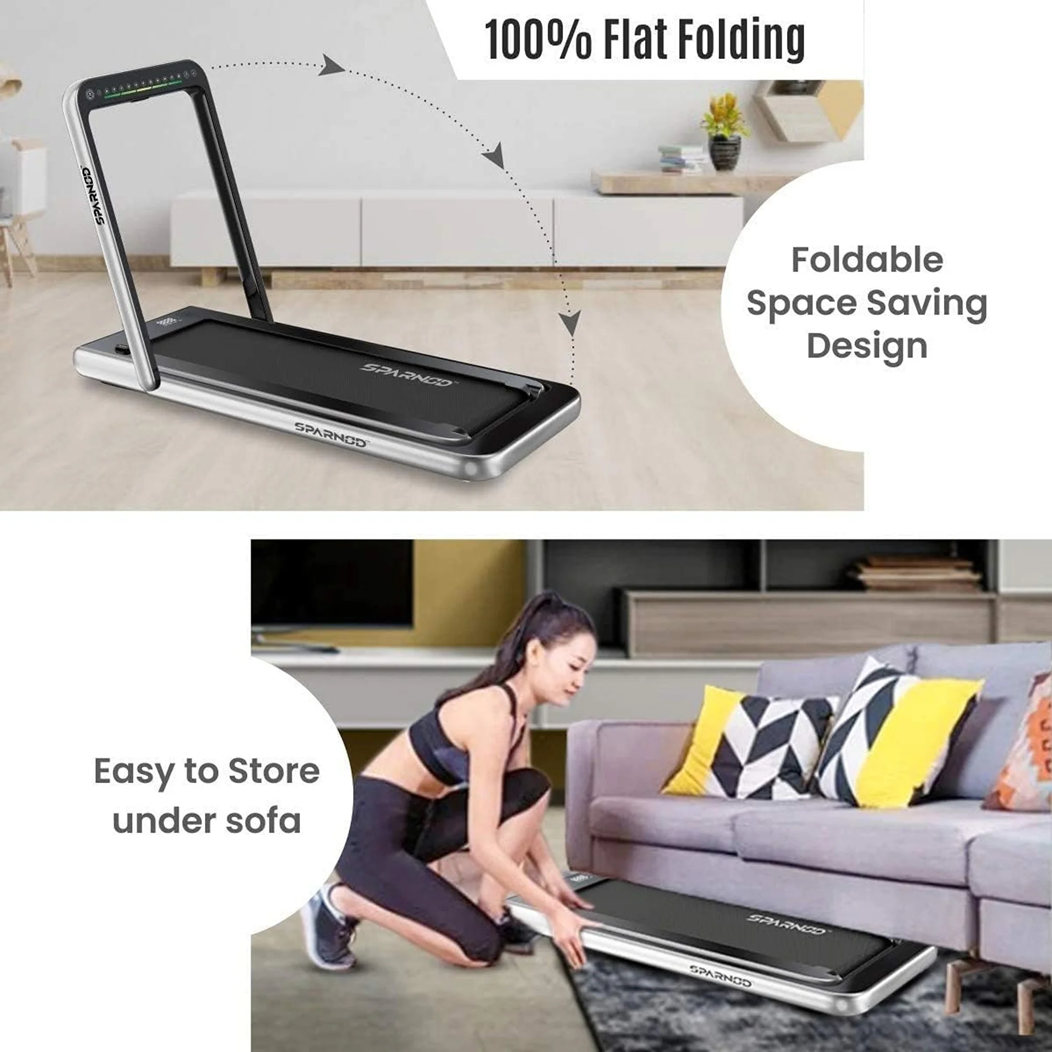Sparnod Fitness 4HP 2 in 1 Foldable Treadmill, STH-3020 - Image 5