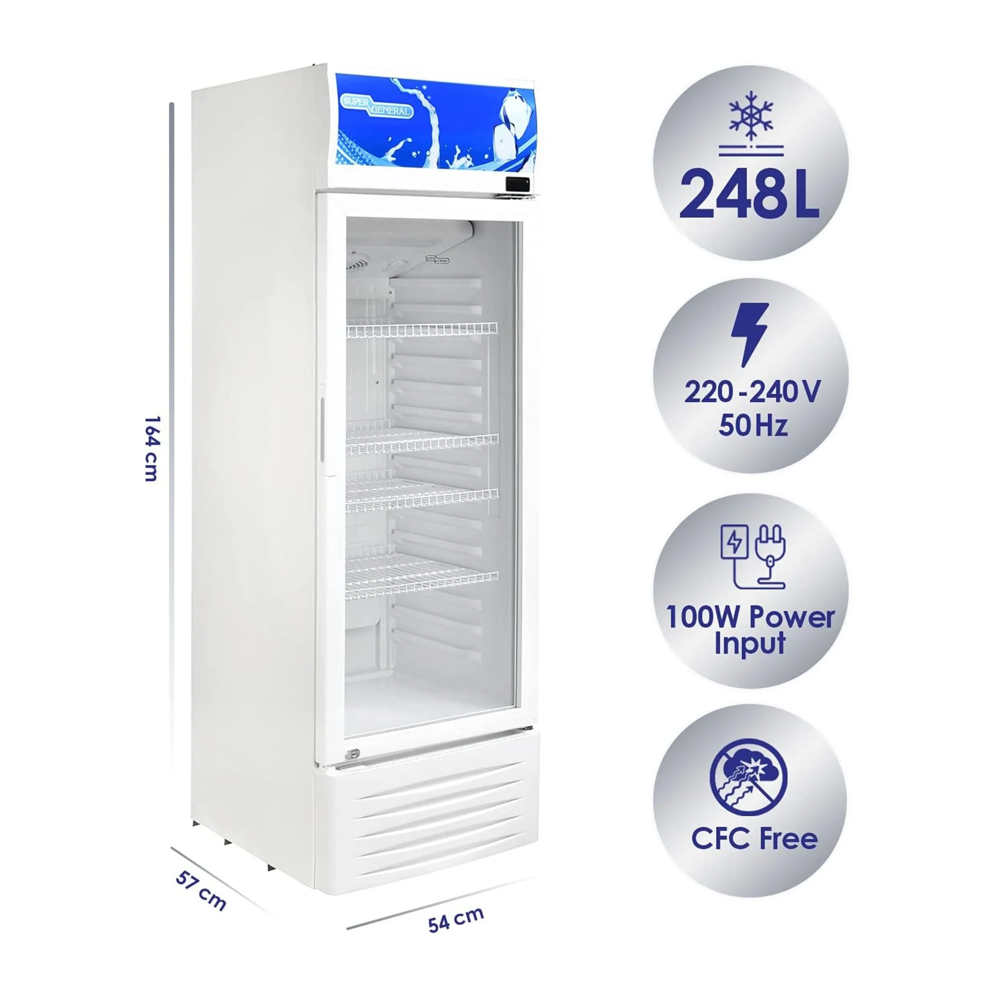 Super General 248 Litters Glass Door Refrigerator, SGSC 298 - Image 2