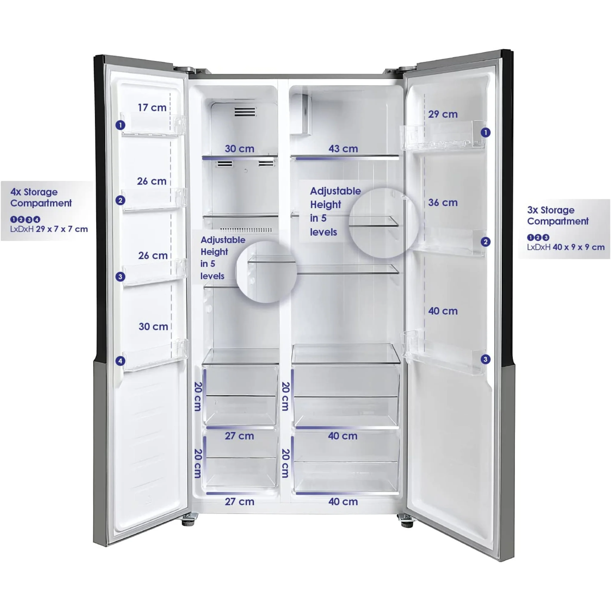 Super General 600L Side by Side Refrigerator, SGR 710SBS SS - Image 3