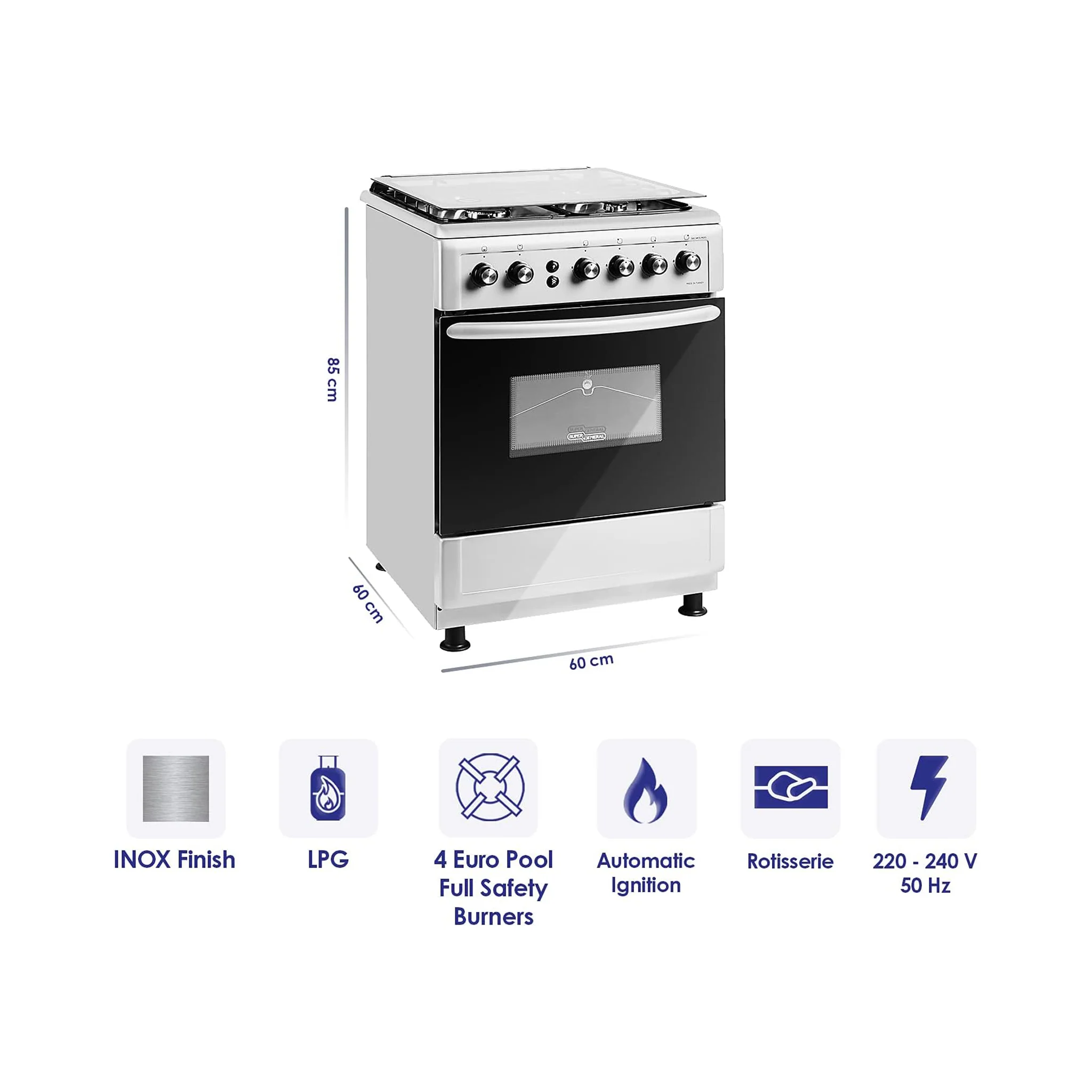 Super General 60X60Cm Freestanding Gas-Cooker, SGC-6470MSFS - Image 2