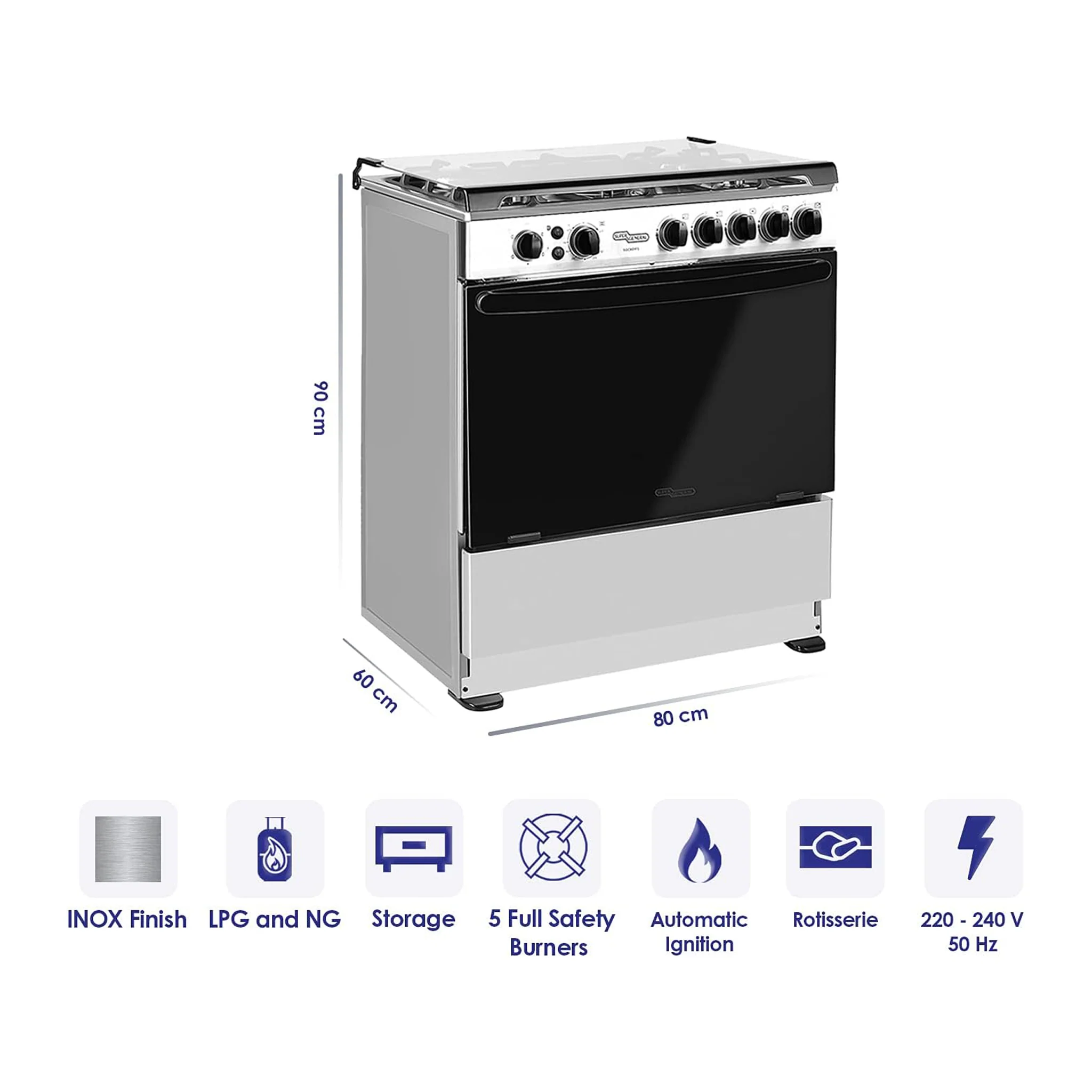 Super General 80X60 Free Standing Gas Cooker, SGC801FS - Image 3