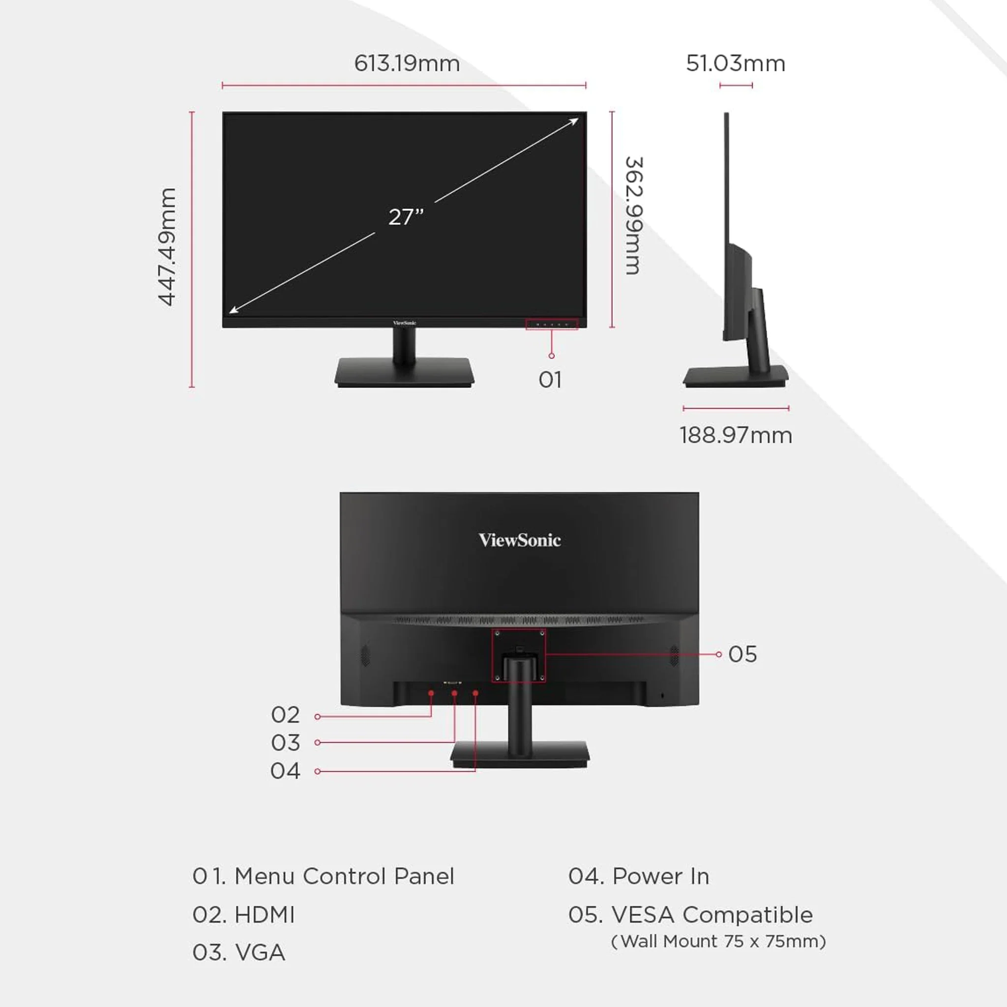 ViewSonic 27 inch Full HD Monitor - 100Hz, VA270-H - Image 9