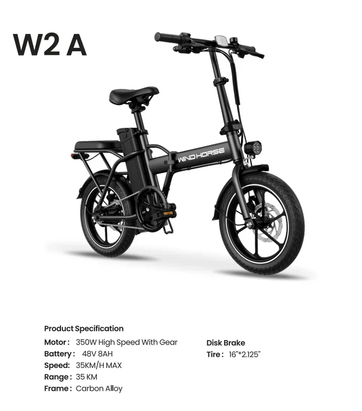 Wind Horse W2 A Electric Bike, W2 A (Black) - Image 3