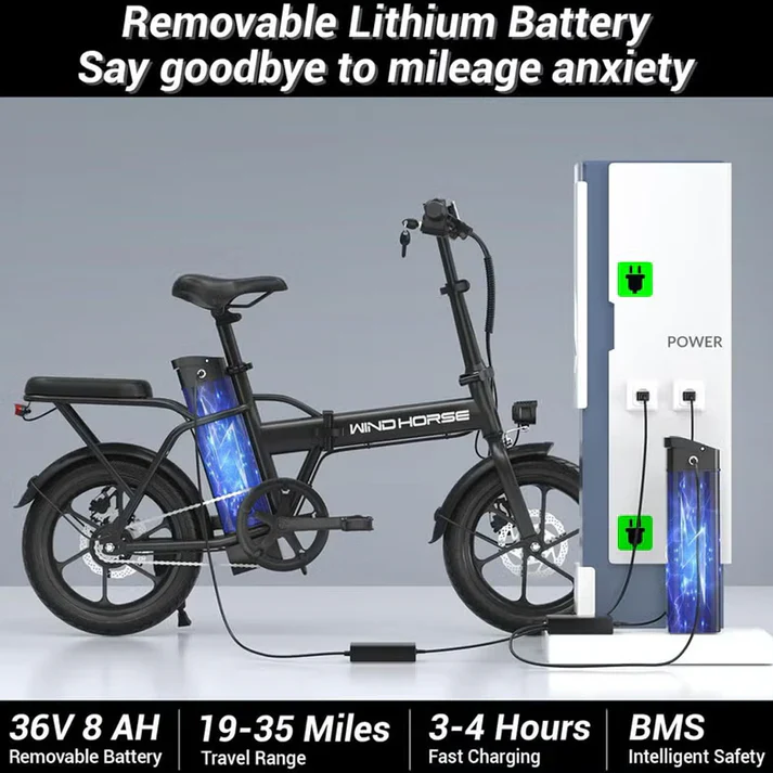 Wind Horse W2 A Electric Bike, W2 A (Black) - Image 8